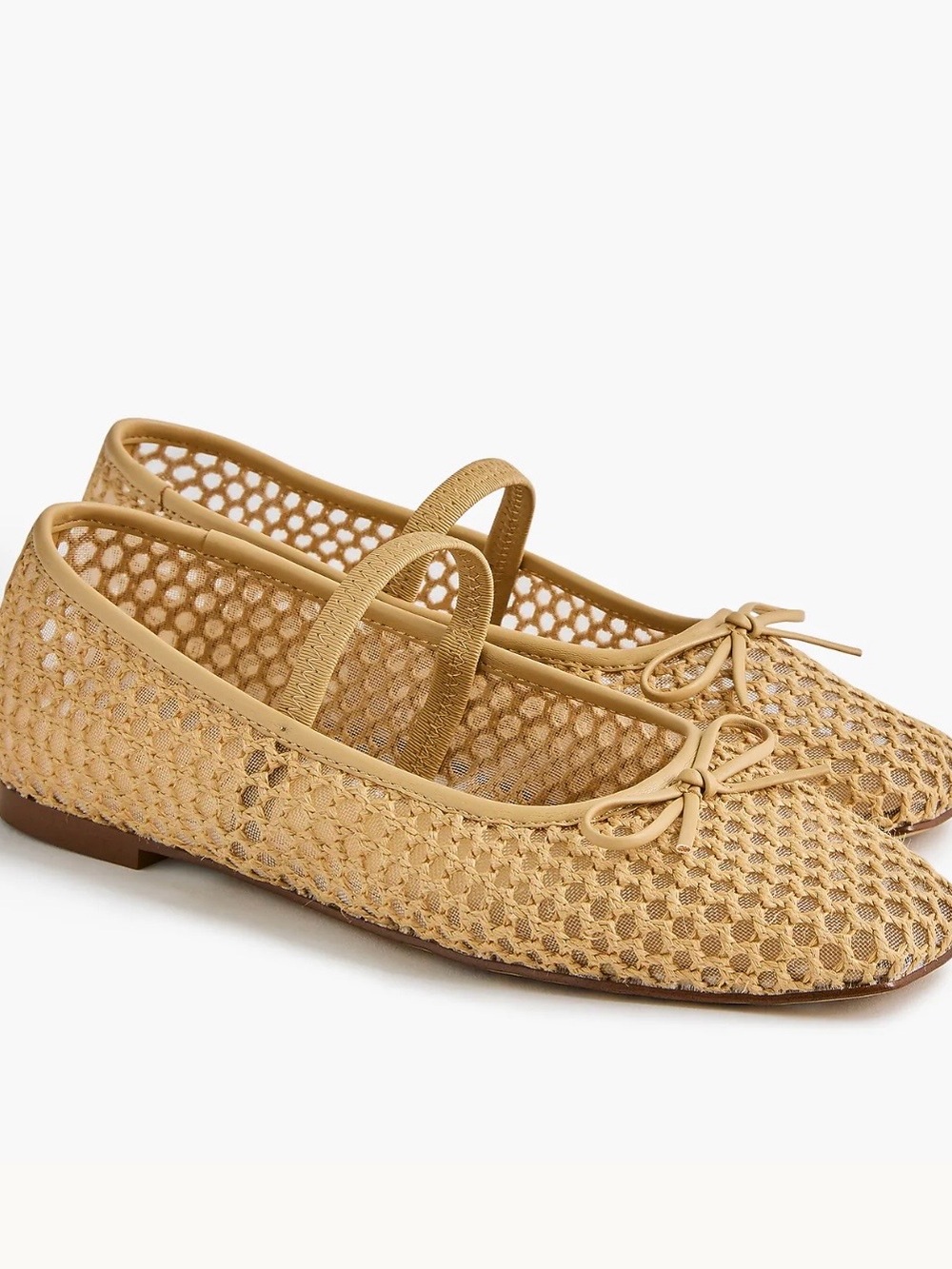 NWOB J. Crew Factory Tan Woven Mary Jane Ballet Flats